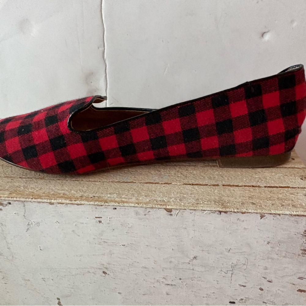 J. Crew Red and Black Plaid Loafers - Picture 4 of 12